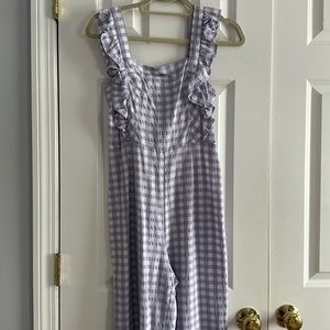 PURPLE GINGHAM JUMPSUIT